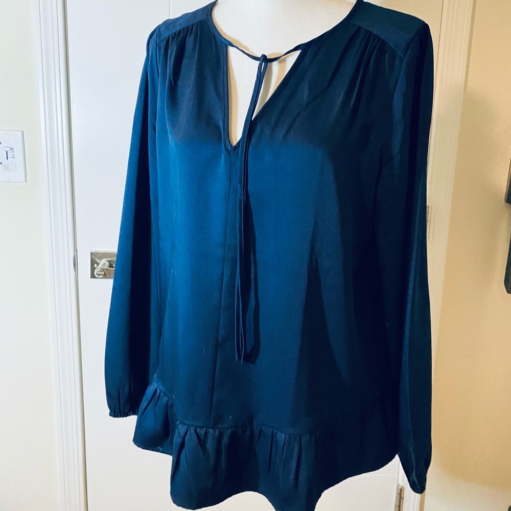Blue Satin Silky Blouse